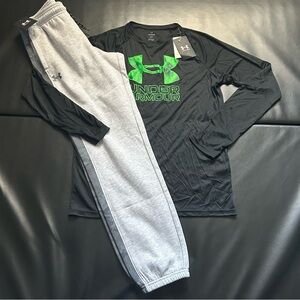 NWT Under Armour Jogger & Long Sleeve Tee Set Boys Youth Size XL